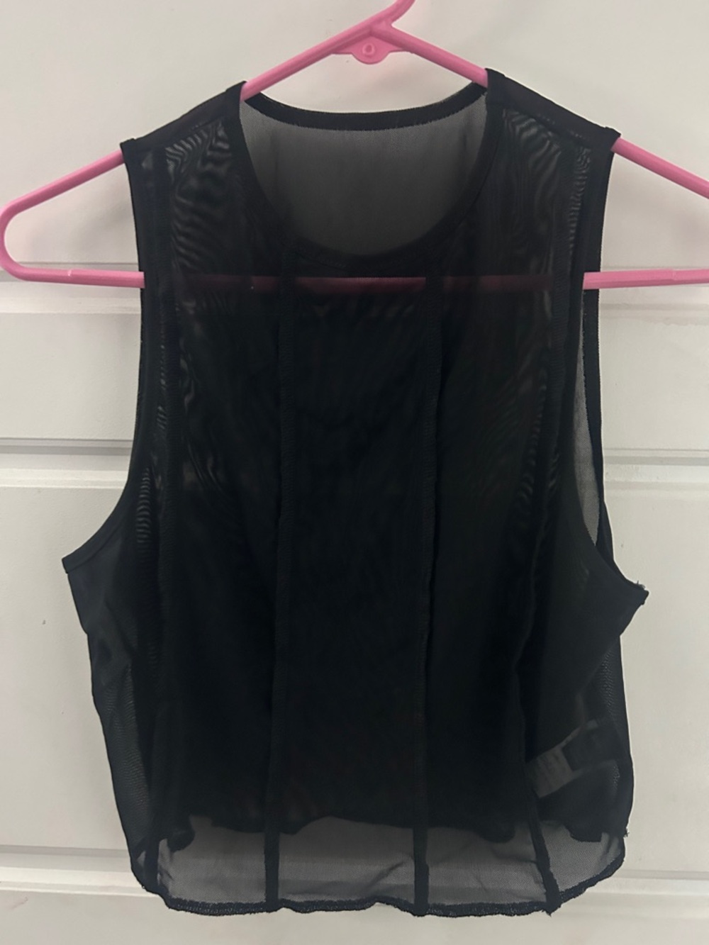 Black Mesh Sleeveless Crop Top - Women